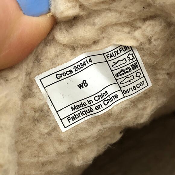 CROCS Sarah Leather Clogs Shearling Lined Mules Brown Shoes Womens Size 8 - Picture 8 of 12